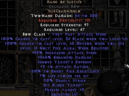 Bild 1 von LEGACY Hand of Justice Crusader Bow 345 ED Perfect Europe Non Ladder