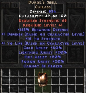Bild 1 von LEGACY Duriels Shell Europe Non Ladder  / (Stats) 200 Def Upg 1626 Defense Perfect