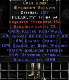 Bild 1 von Gore Rider Myrmidon Greaves Upgraded 186-212 Defense Resurrected Softcore NL