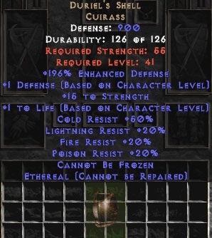 Bild 1 von LEGACY Duriels Shell Ethereal Europe Non Ladder  / (Stats) 200 Def Perfect