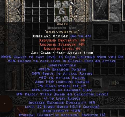 Bild 1 von Death Eth Berserker Axe 370-384ED Softcore Resurrected NON Ladder
