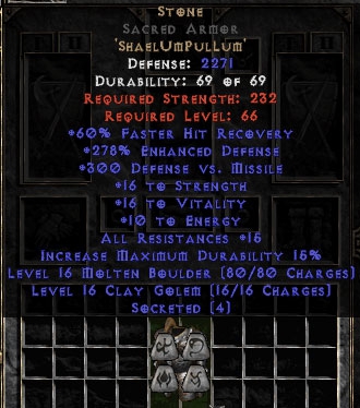 Bild 1 von Stone Sacred Armor 290-304 Edef Softcore Resurrected Ladder