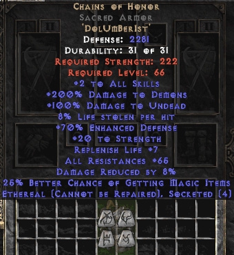Bild 1 von Chains Of Honor Sacred Armor Eth Softcore Resurrected Ladder