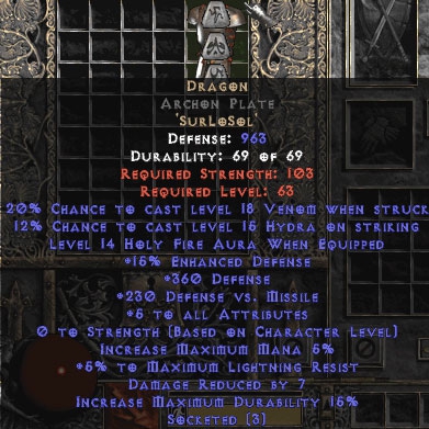 Bild 1 von LEGACY Dragon Archon Plate 5 All Stats Perfect Europe NON Ladder