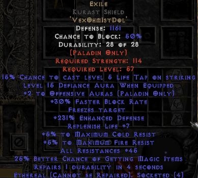 Bild 1 von Exile Kurast Shield Ethereal 45 All Resist Softcore Resurrect Ladder