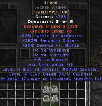 Bild 1 von Stone Sacred Armor Eth 270-289Edef Softcore Resurrected Ladder