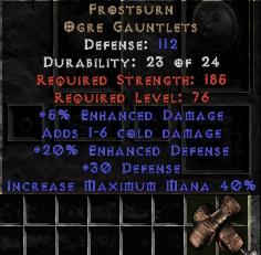 Bild 1 von Frostburn 20 Ed Ogre Gloves Upg 104-114Def Softcore Resurrected NON Ladder